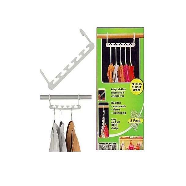 Pack Of 8 Triple Closet Space Hanger