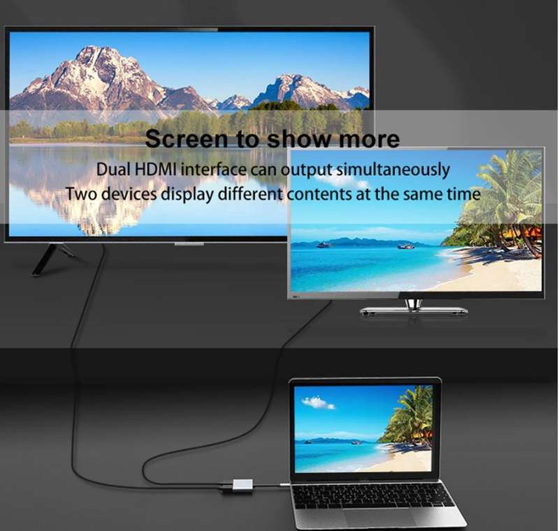 SE-L50 USB-C To Dual 4K 60HZ HDMI+USB 3.0 And Type C Multi Monitor Adapter Converter
