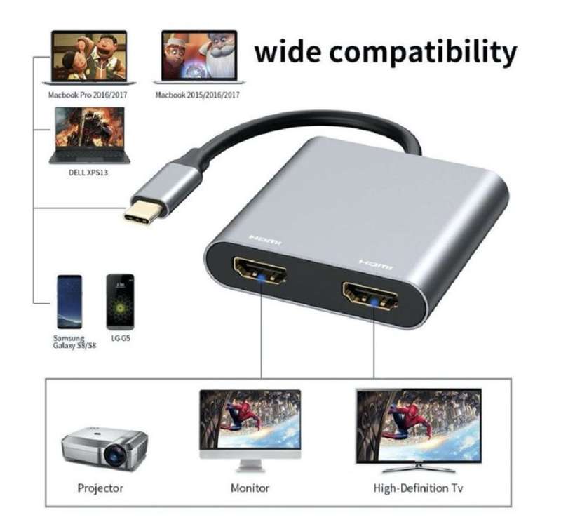SE-L50 USB-C To Dual 4K 60HZ HDMI+USB 3.0 And Type C Multi Monitor Adapter Converter