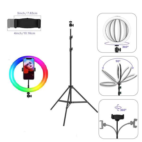 Wolulu AS-32721 10, RGB Soft Ring Light With 2.1m Stand