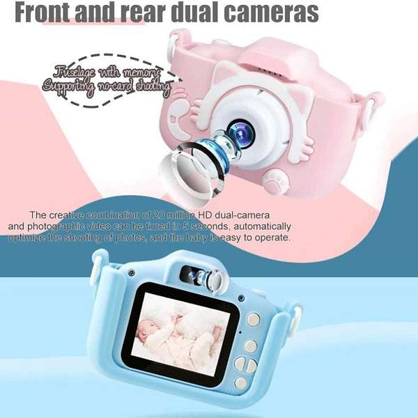 X2 Cute Kitty Dual Lens Addition Kids Camera