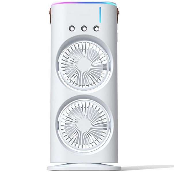 F18 Rechargeable LED Dual Spray Mist Fan With Light And Remote Control