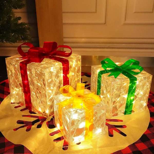 ZYF-174 Set of 3 Gift Boxes With Warm White LED Fairy Light