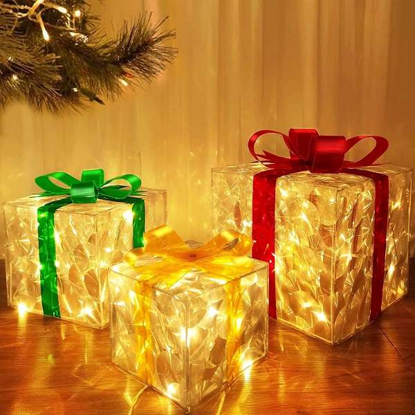 ZYF-174 Set of 3 Gift Boxes With Warm White LED Fairy Light
