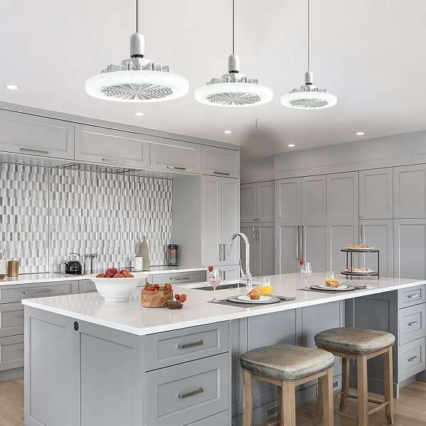 PM-118 E27 LED Ceiling Light 360° Rotation 6500k With Fan And Remote Control