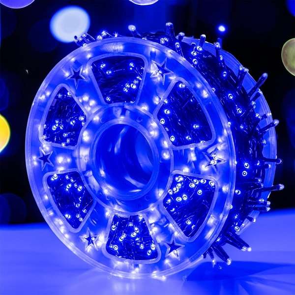 ZYF-149 100M Blue 9V String Fairy Light on Black Cable With 8 Modes