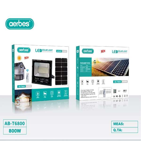 Aerbes AB-T6800 800W 425LED 6500K Solar Powered Flood Light With Remote Control