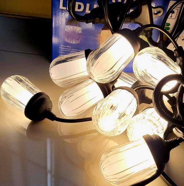 ZYF-152 Loofah 5M String With Hooks Warm White Lights 10 Bulbs