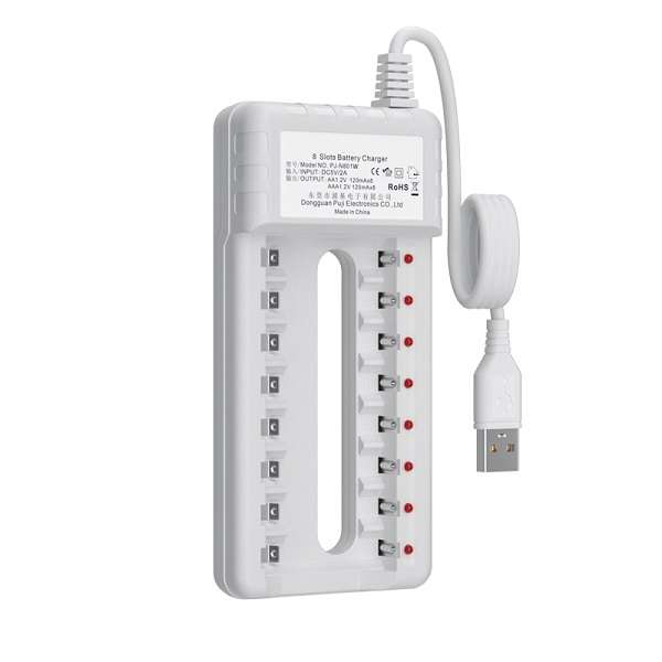 Jiageng JG20375270 8 Slot Intelligent Battery Charger With USB Cable For AA/AAA Ni-MH Rechargeabl...
