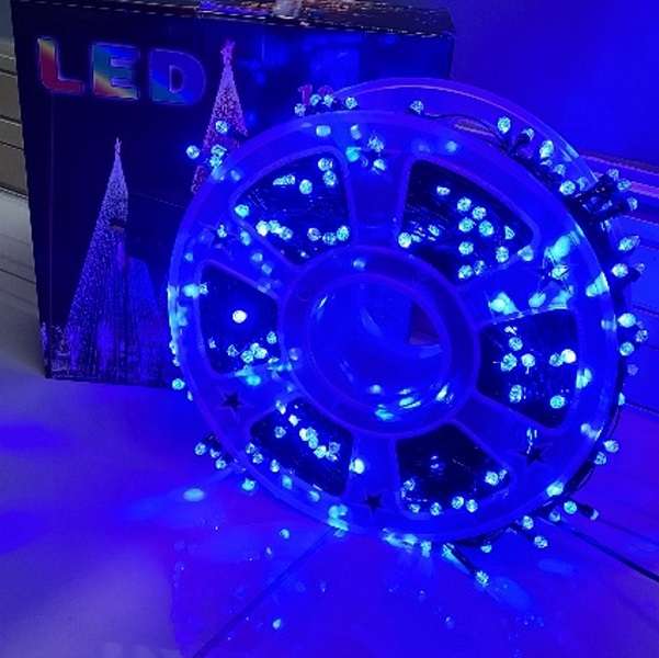ZYF-149 100M Blue 9V String Fairy Light on Black Cable With 8 Modes