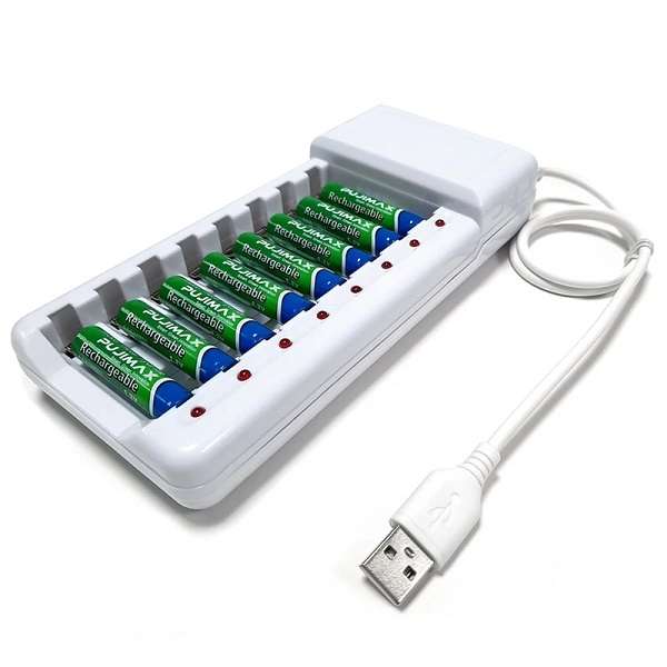 Jiageng JG20375270 8 Slot Intelligent Battery Charger With USB Cable For AA/AAA Ni-MH Rechargeabl...