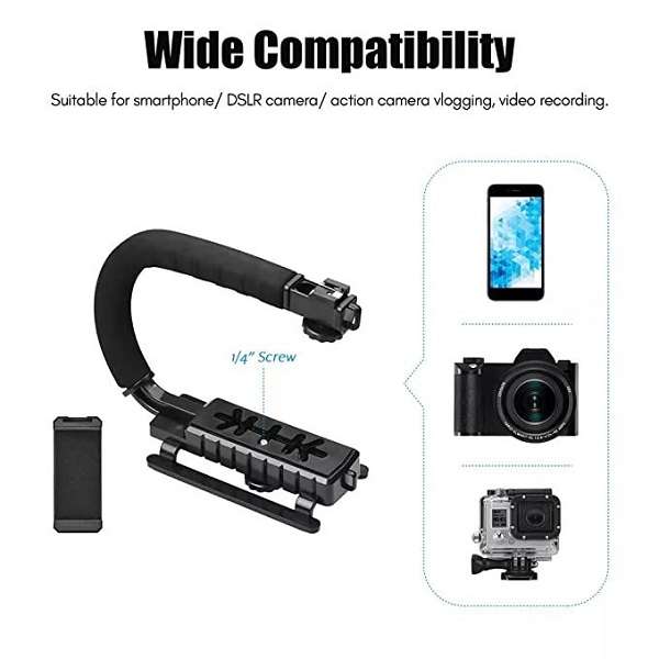 AY-49U Handheld Camera Stabilizer Fill Light Microphone Video Making Kit
