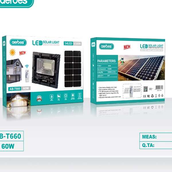 Aerbes AB-T660 60w 54LED 6500K Solar Powered Flood Light With Remote Control