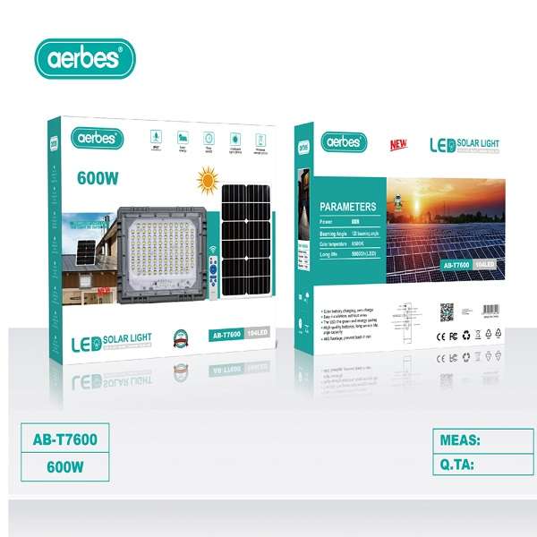 Aerbes AB-T7600 600W LED Solar Light With Seperate Panel And Remote Control