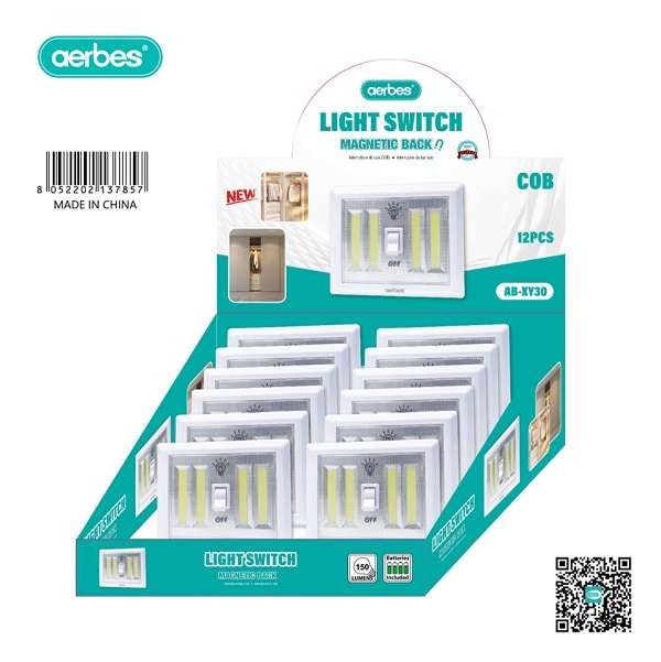Aerbes AB-XY30 COB Magnetic Light With Switch Takes 4 AA Batteries (not included) 150lmn