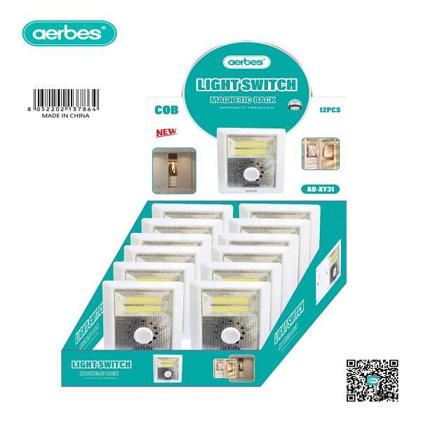 Aerbes AB-XY31 COB Magnetic Light With Switch And Kick Stand Takes 3 AAA Batteries (not included)...