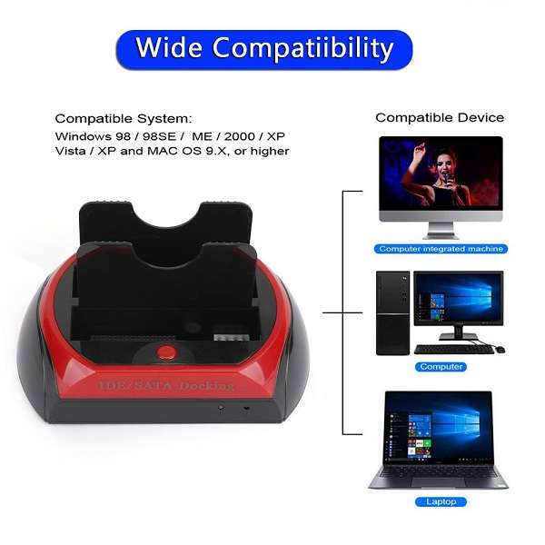 JG20375501 All-In-1 USB 2.0 To SATA+IDE Hard Disk Base Multi-Function HDD Docking Station
