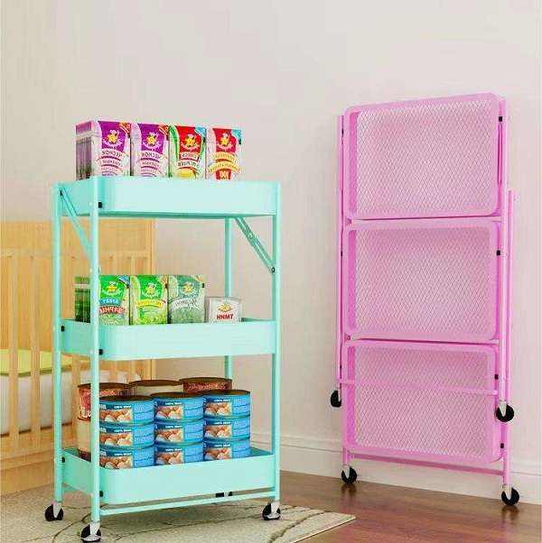 JG20375386 3-Tier Organising Foldable Trolley Shelf