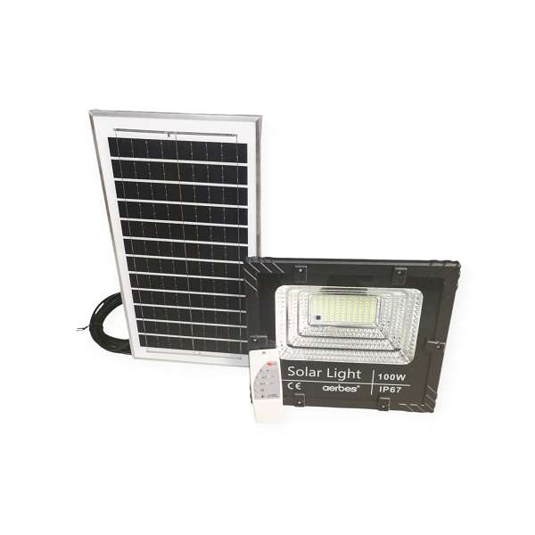 Aerbes AB-T6100 100w 98LED 6500K Solar Powered Flood Light With Remote Control