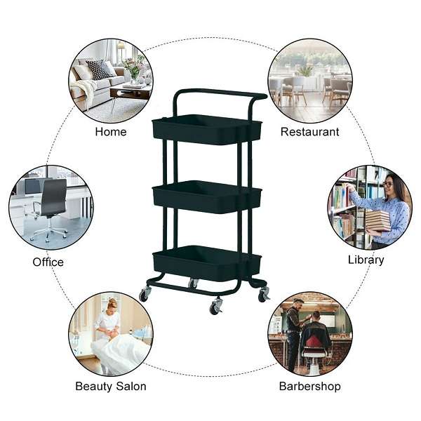 JG20375345 3-Tier Rolling Storage Utility Cart Shelf Organizer