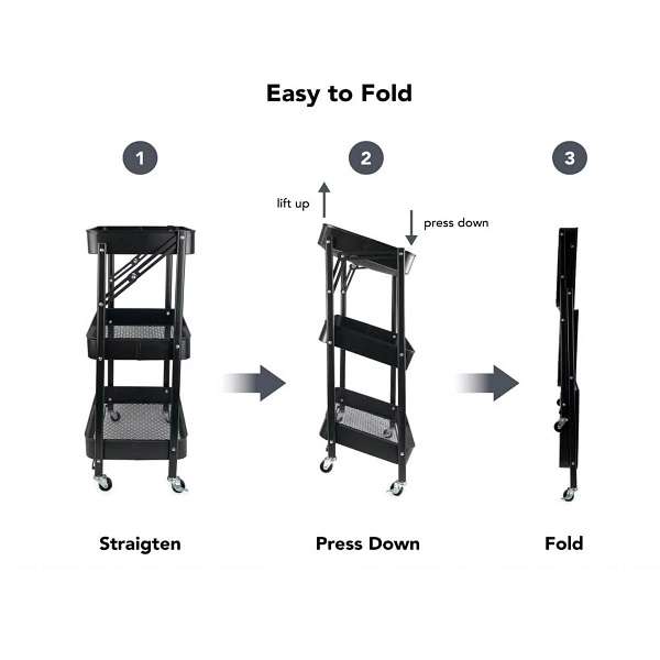 JG20375386 3-Tier Organising Foldable Trolley Shelf