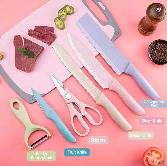 Kitchen Knife Set Gift Corrugated Rainbow Color