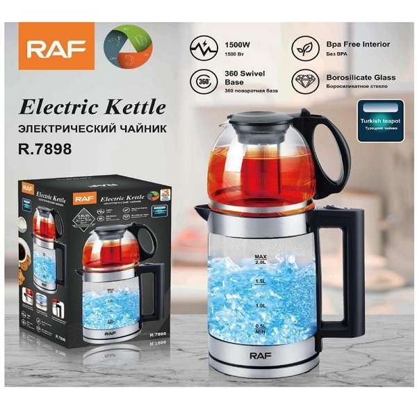 Raf R.7898 Cordless1500W Electric 2L Kettle With 800ml Teapot