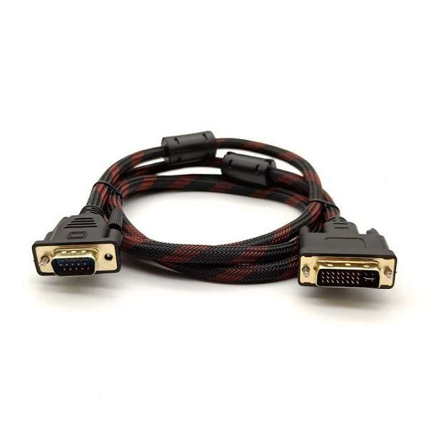 Gold Plated Male VGA 15 Pin To Male DVI 24 +5 Pin Video And Audio Cable 1.5M