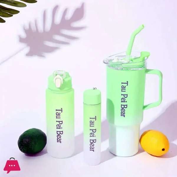Tau Pei Bear 3 In 1 Water Bottles With Straw And Stickers