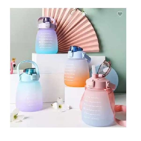 1300ml Motivational Pot Belly Water Bottle With Straw