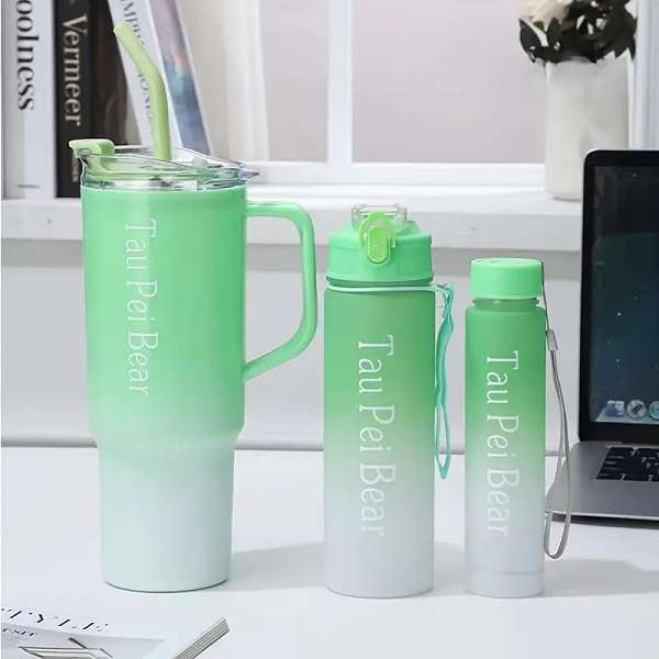 Tau Pei Bear 3 In 1 Water Bottles With Straw And Stickers