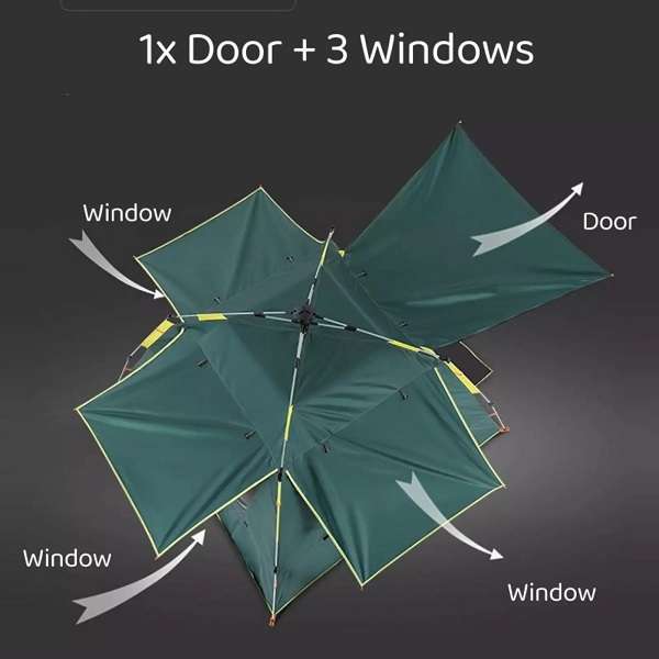 JG20375529 4 Sided Full Floor Camping Tent With 3 Windows And 1 Door