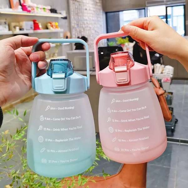 1300ml Motivational Pot Belly Water Bottle With Straw
