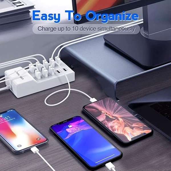 CH-649 Treqa USB Hub 10 Port 2.4A/1A