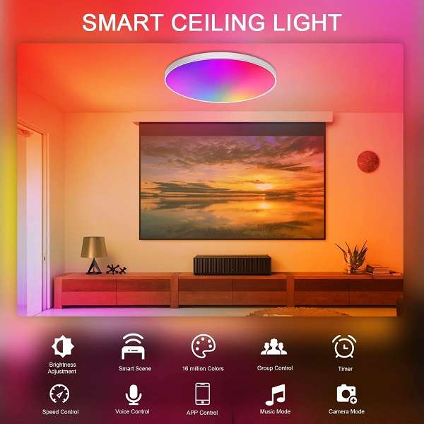 Aerbes AB-XD69 24W Wifi Intelligent Dimming RGB+CCT Ceiling Light With Tuya App 800lmn
