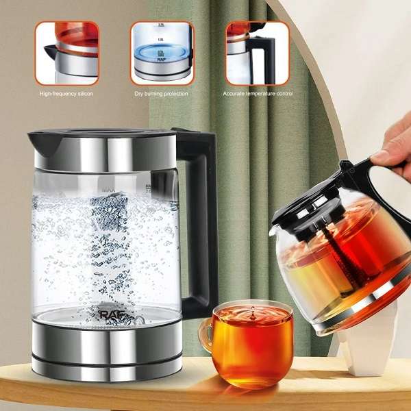 Raf R.7898 Cordless1500W Electric 2L Kettle With 800ml Teapot