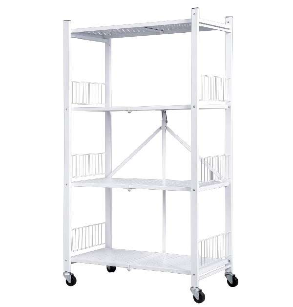 JG20375387 4 Tier Folding Trolley Shelf With Lockable Wheels