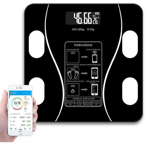 Aerbes AB-J178 Wireless Battery Operated Digital Bathroom Scale OKOK Health App
