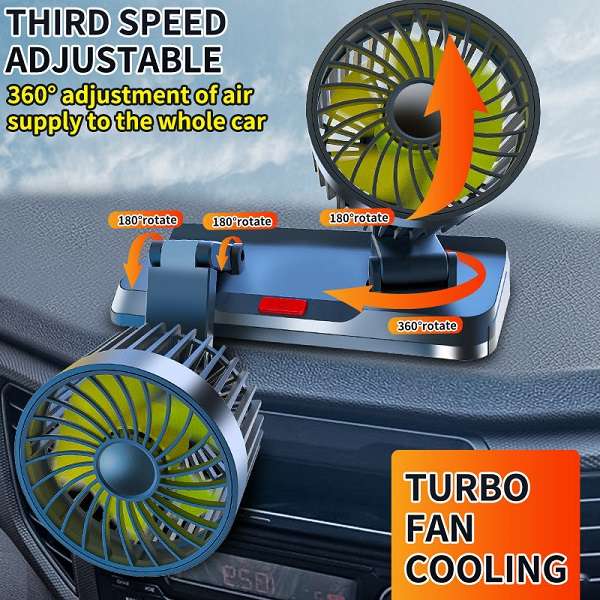 Baihuo MY-7080 Vehicle Cigarette Lighter Powered Dual Head Fan