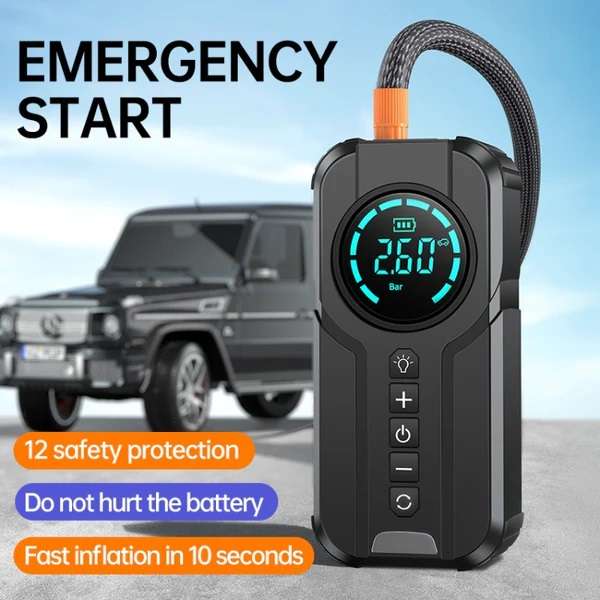JG20375533 12V Portable Rechargeable Tyre Pump 180psi With Battery Clips JG819