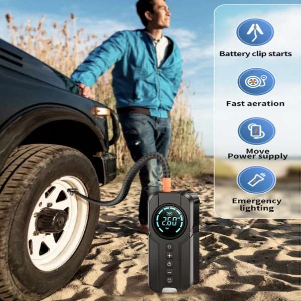 JG20375533 12V Portable Rechargeable Tyre Pump 180psi With Battery Clips JG819
