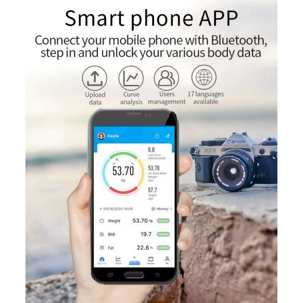 Aerbes AB-J178 Wireless Battery Operated Digital Bathroom Scale OKOK Health App