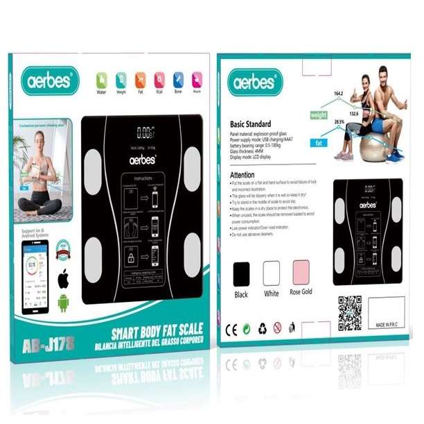 Aerbes AB-J178 Wireless Battery Operated Digital Bathroom Scale OKOK Health App