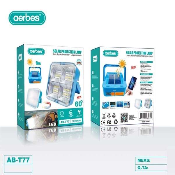 Aerbes AB-T77 Rechargeable 1800Mah Solar Powered LED Work Light