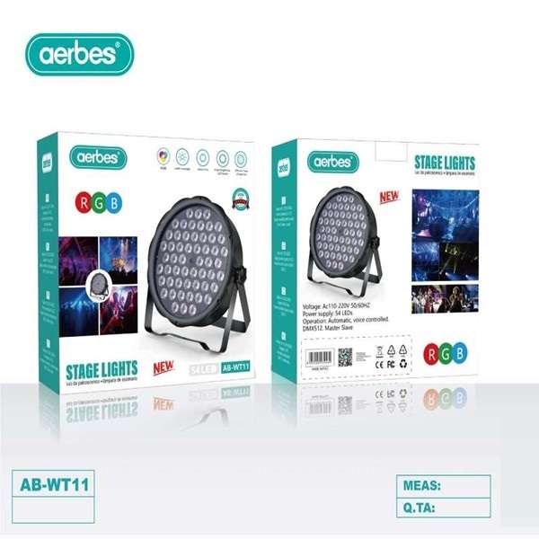 Aerbes AB-WT11 54 LED RGB Flat Par Stage light 22-40W