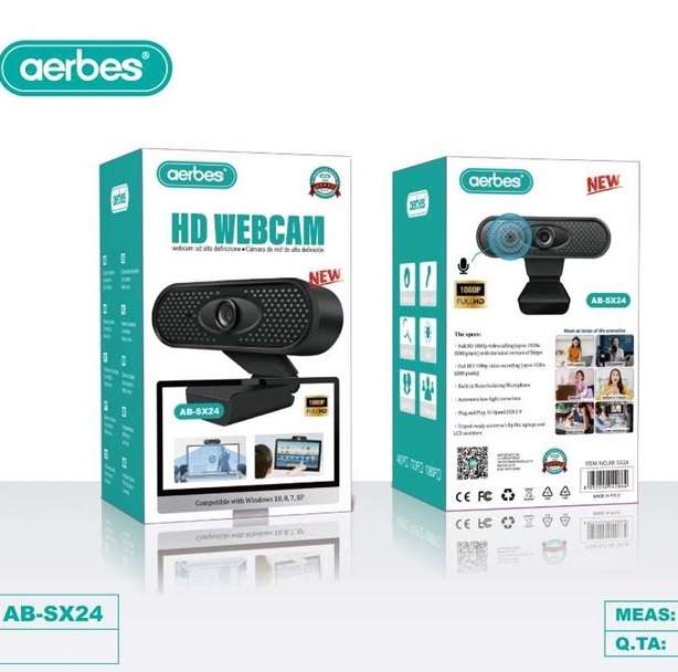 Aerbes AB-SX24 1080P Full HD Web Camera With Built In Microphone For Laptop or  Desktop Conference