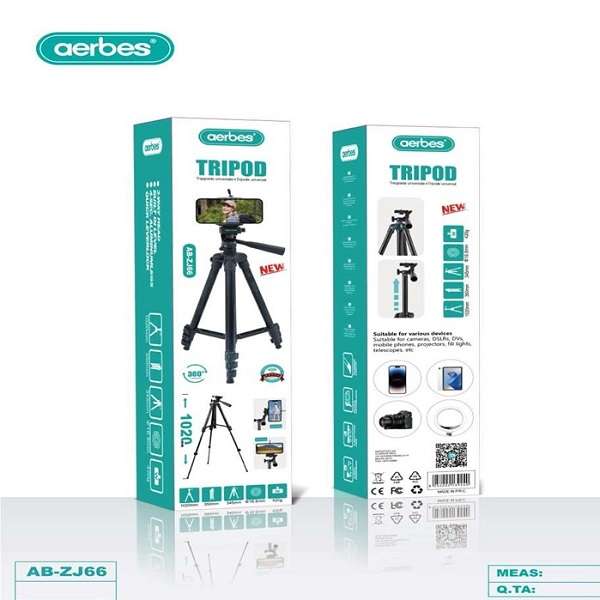 Aerbes AB-ZJ66 85cm Tripod With Phone Holder And Carry Case
