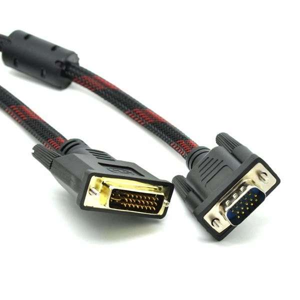 Gold Plated Male VGA 15 Pin To Male DVI 24 +5 Pin Video And Audio Cable 1.5M