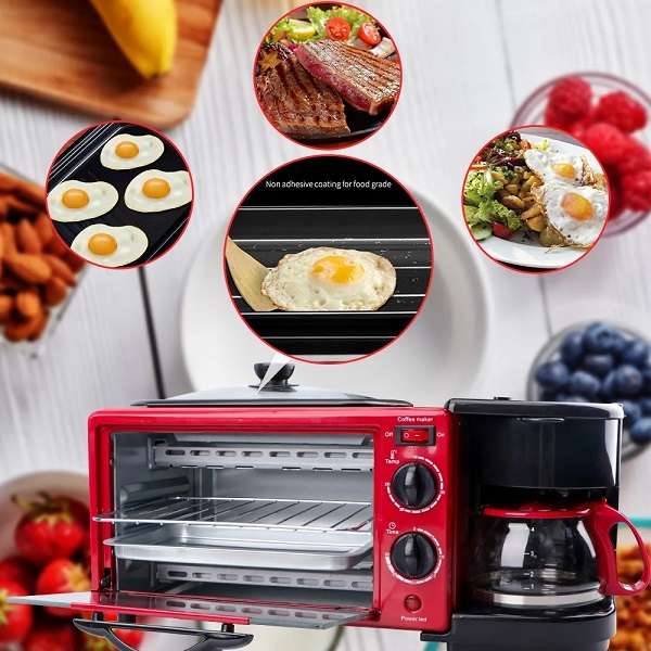RAF R.5308R Breakfast Maker 9L With Oven Coffee Maker And Frying Pan 3 In 1