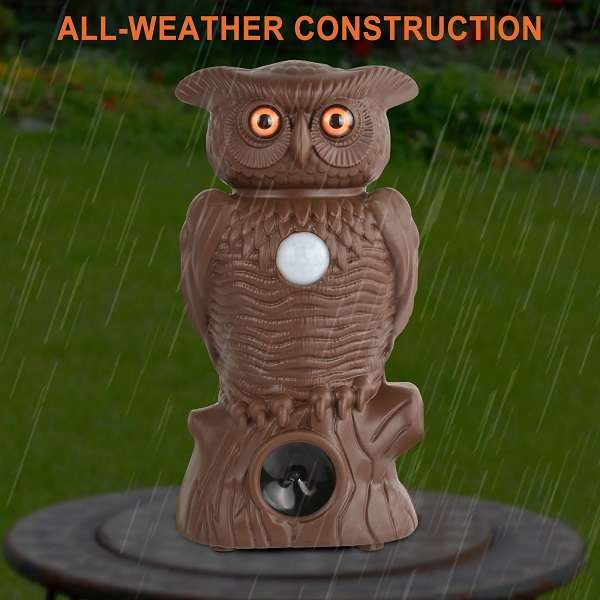 JG20375541 Owl Alert Motion Sensor And Ultrasonic Pest Repellent Outdoor Statue With Flashing Eye...